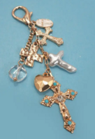 Bag Charm-Western Heart Pearlized Cross