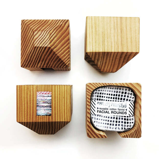 Wood Facial Rounds Container