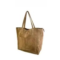 Suede Leather Tote- Taupe