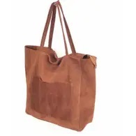Suede Leather Tote- Camel