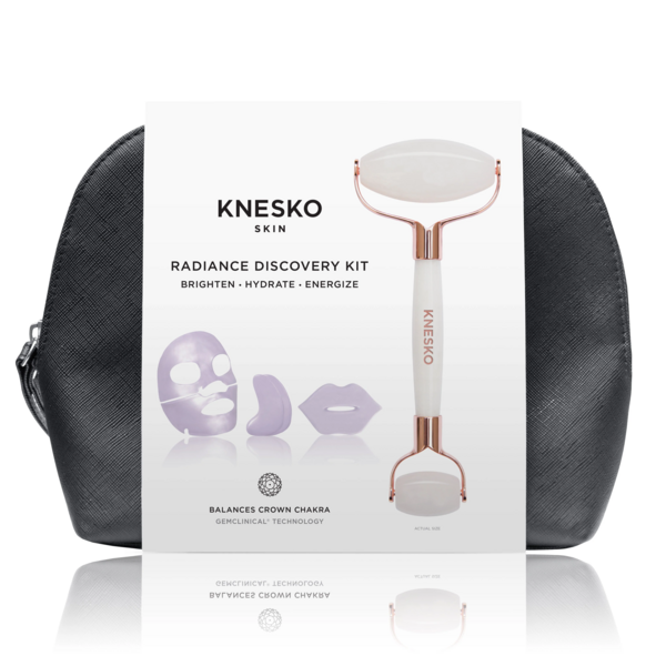 KNESKO - Discovery Kit with Collagen Face Mask, Eye Mask, Lip Mask, and Gemstone Roller - Diamond Radiance