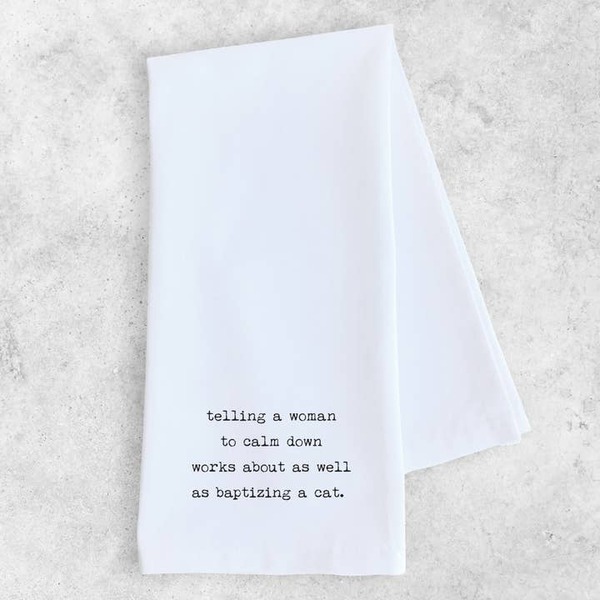 Baptizing A Cat - Organic Cotton Tea Towel