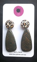 Berry Beret - Gold Pattern with Leopard Print Circle Stud
