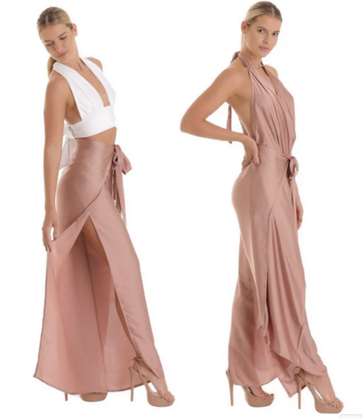 Baliwear Pant to Jumpsuit - Extra Coverage / Rose Gold Satin