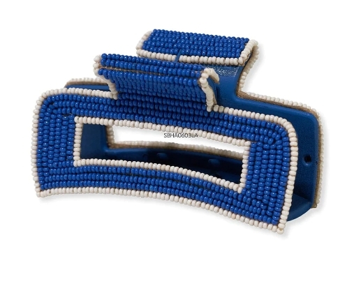 Lola Solid Color Piped Edges Claw Clip Lapis