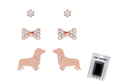 1615 - Sausage Dog set Rose GP Earrings