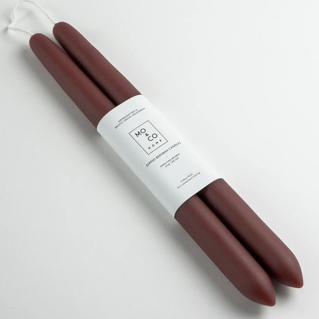 14" Dipped Beeswax Candles - Burgundy