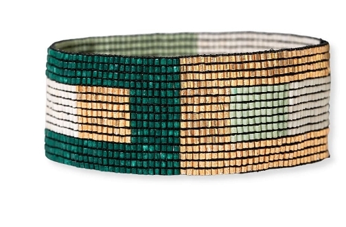 Kenzie Wrapped Blocks Stretch Bracelet Emerald
