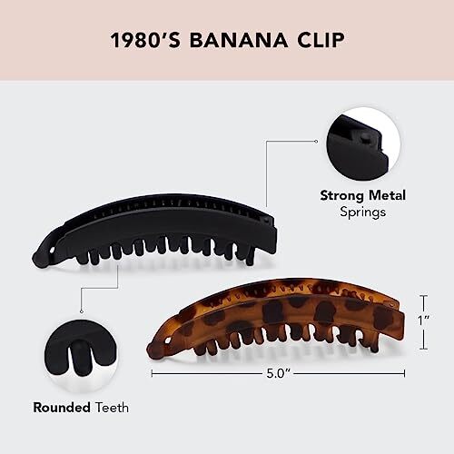 Banana Clip 2pc Black & Tortoise