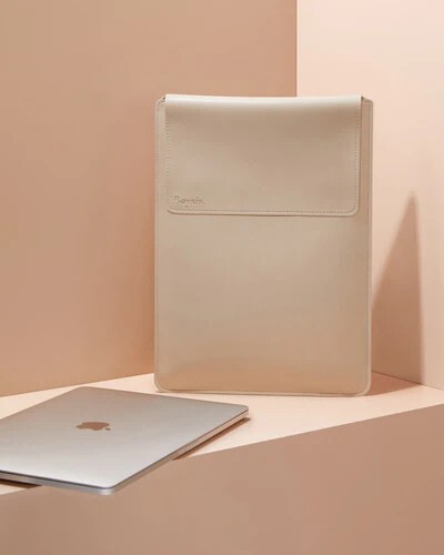 Vegan Leather Laptop Sleeve - 16"/Bone