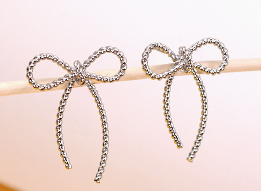 Earrings-Josslyn Silver Rope Bow