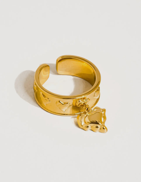 Alexia 18K Gold Non-Tarnish Multi Heart Dangle Ring