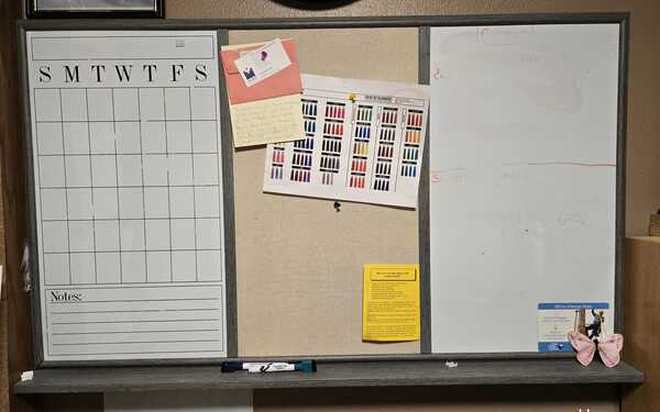 White board/Calendar/Cork board Combo