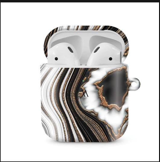AirPods Case - Black and Gold Agate