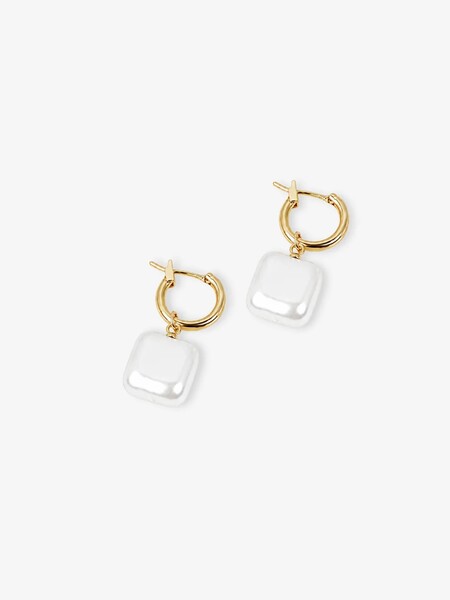 Square Pearl Hoop Earrings