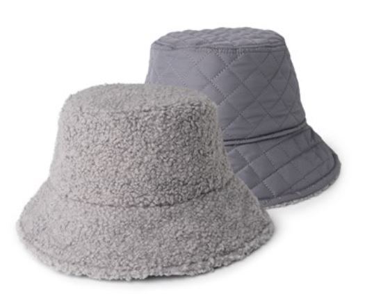 Apres-Ski Gray Reversible Sherpa Bucket Hat