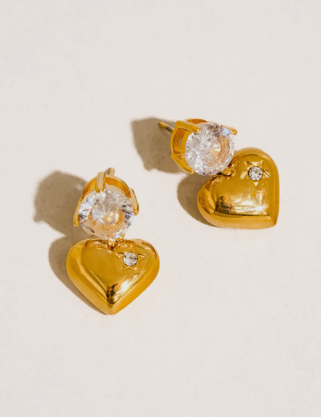 Annika 18K Gold Non-Tarnish Cz Heart Dangle Earring