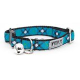 Bias Plaid Cat Collar- Blue