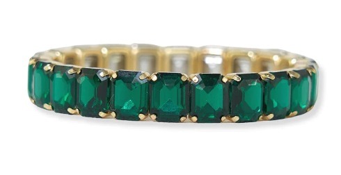 Etta Small Rectangle Stone Stretch Bracelet Emerald