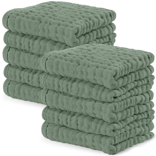 Muslin Washcloths 5 pack- Fern