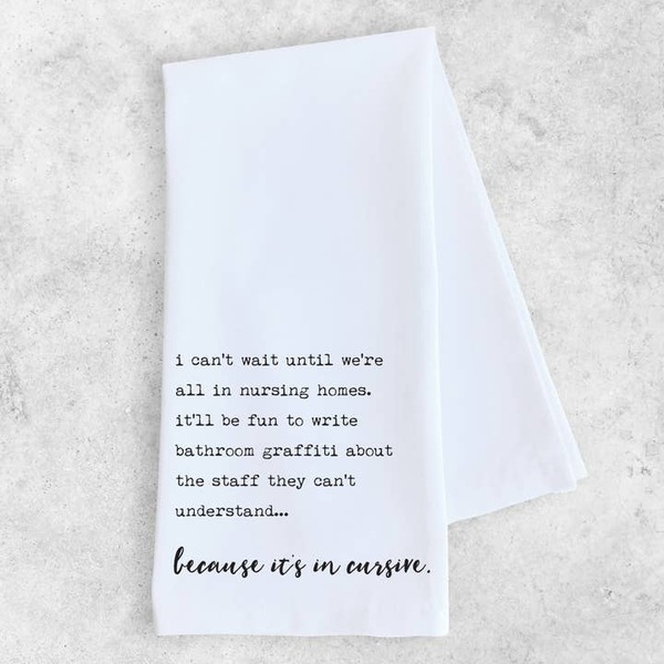 Bathroom Graffiti - Organic Cotton Tea Towel