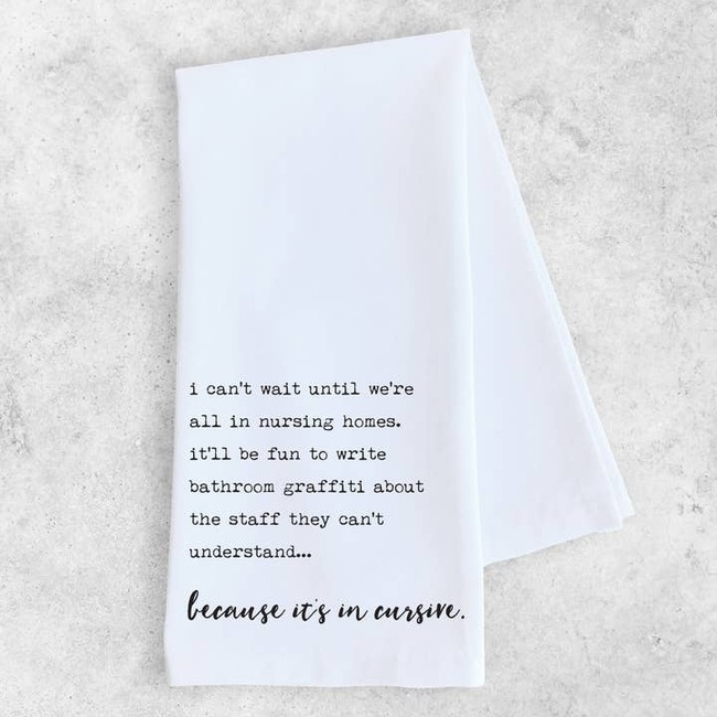 Bathroom Graffiti - Organic Cotton Tea Towel