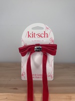 Velvet & Gemstone Bow Clip