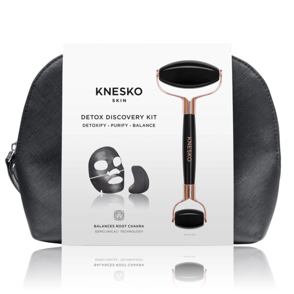 KNESKO - Discovery Kit with Collagen Face Mask, Eye Mask, and Gemstone Roller - Black Pearl Detox