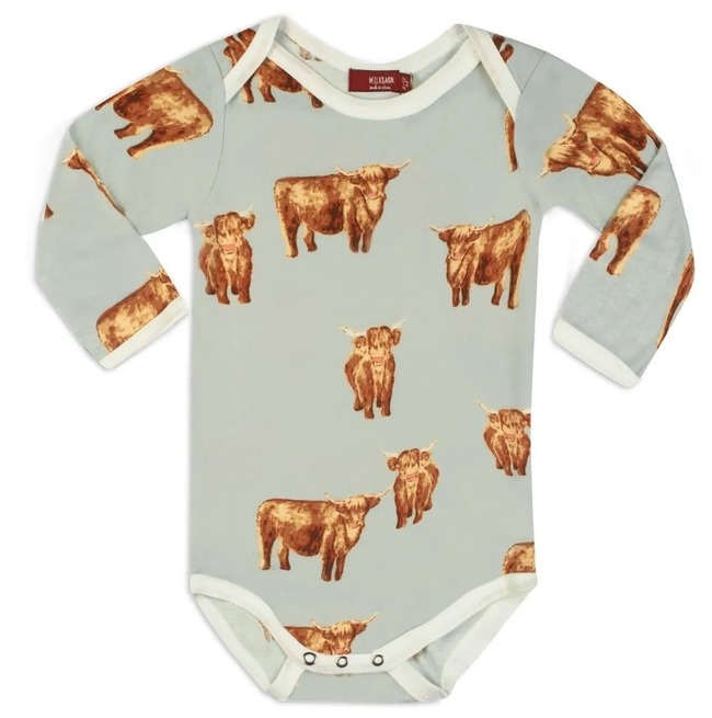 Bamboo LS One Piece Highland Cow 3-6m