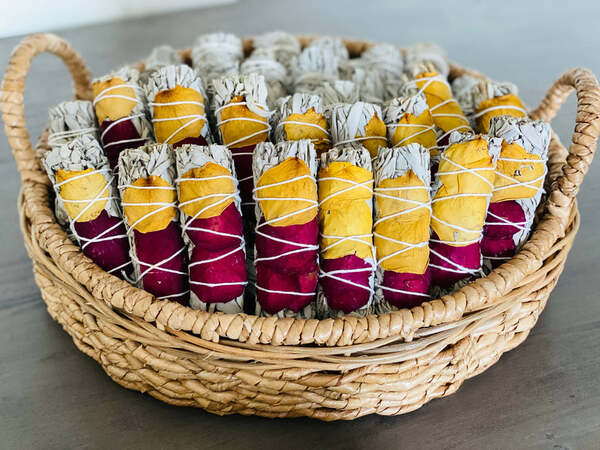white Sage with dried Rose Petals