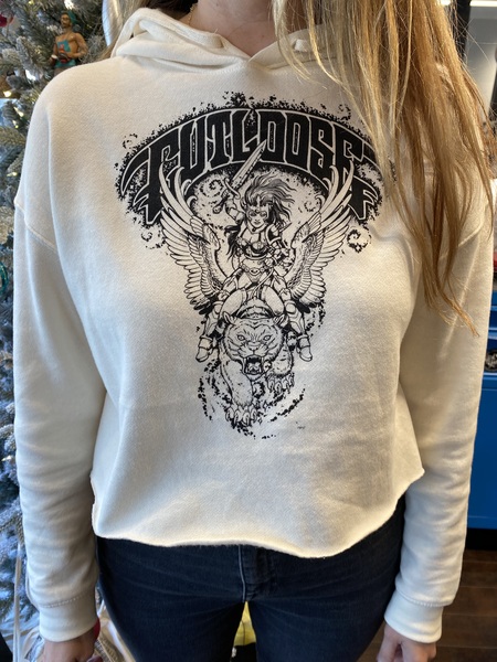Bone Cropped Hoodie Large