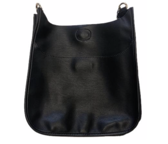 Black Faux Leather Messenger (STRAP NOT INCLUDED)