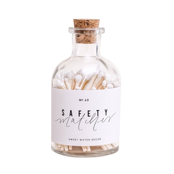 Sweet Water Decor White Small Safety Matches - Apothecary Jar