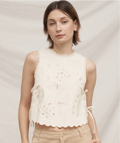 En Créme | LARGE Floral Side Tie Scalp Top