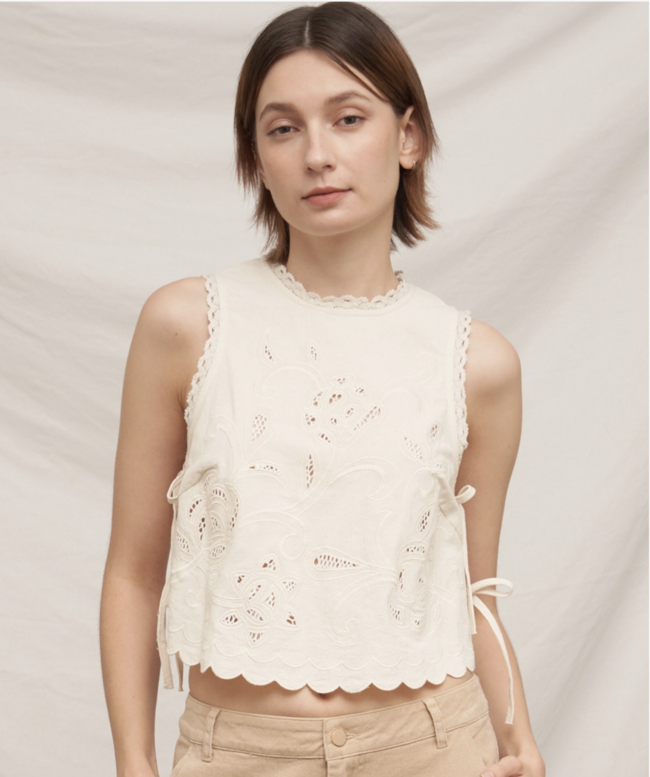 En Créme | LARGE Floral Side Tie Scalp Top