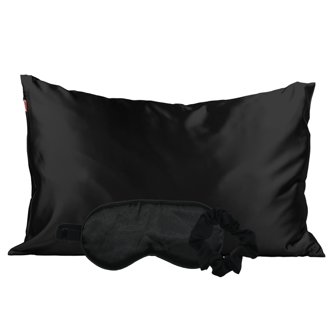 Kitsch Satin Sleep Set-Black