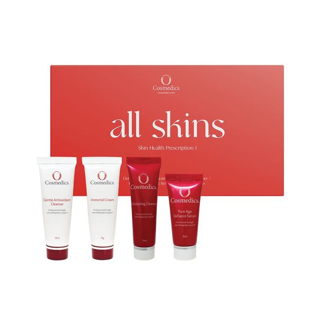 Kit 1 - All Skins Gentle Antioxidant Cleanser Exfoliating Cleanser Pure Age Defiance Serum Immortal Cream
