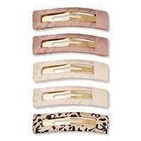 Satin Wrapped Snap Clip 5 pc. neutral/leopard