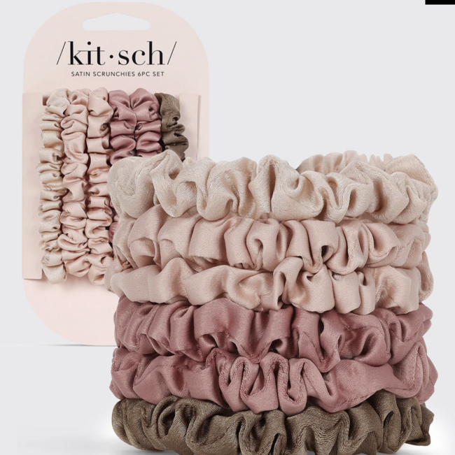6 Pack Satin Scrunchies