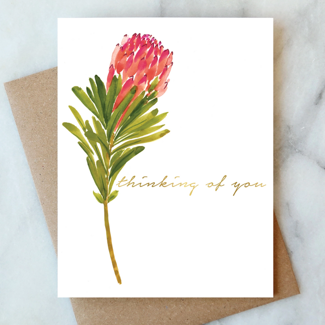 FR AJ RED FLOWER THINKING OF U CARD