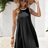 Black A Line Casual Swing Mini Dress XL