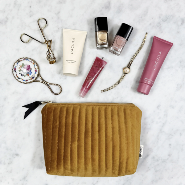 bag-all my makeup pouch | quilted yellow velvet