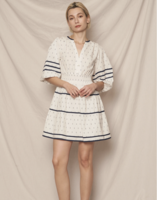 En Crème | LARGE 3/4 Sleeve V-Neck Tiered Mini Dress