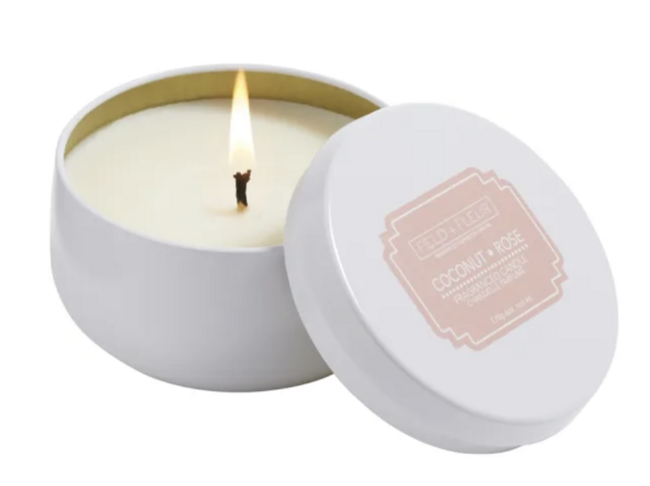 Coconut Rose White Tin Candle
