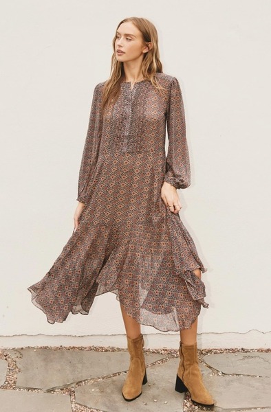 Rhapsody Dress Taupe/Multi- M