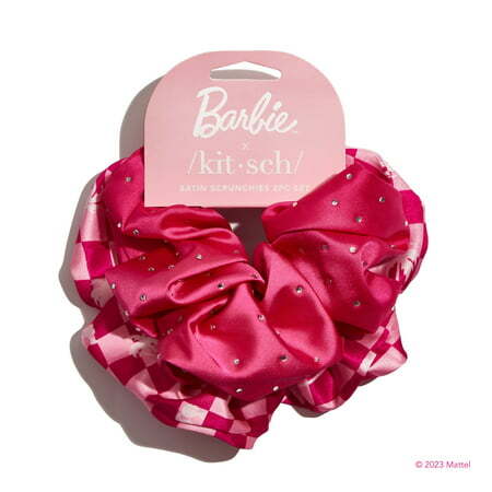 Satin Scrunchie 2 pc Barbie Pink