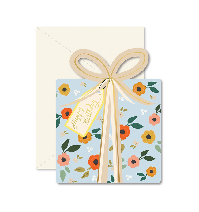 FR BLUE FLORAL BDAY CARD
