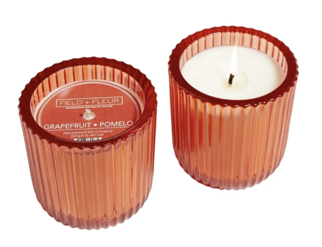 Grapefruit Pomelo Coral Glass Candle (1 Wick)