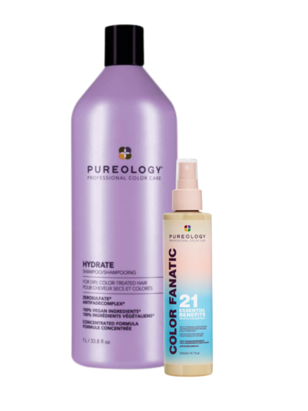 Purology Hydrate Shampoo Liter + FREE Color Fanatic 6.7oz Spray 
