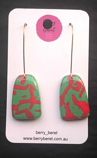Berry Beret - Green & Pink Dangles